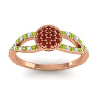 Garnet Fashion Ring In 14K Rose Gold With Peridot And Aquamarine – Mudrita Statement Ring