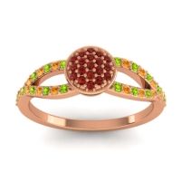 Garnet Fashion Ring In 14K Rose Gold With Peridot And Citrine – Mudrita Statement Ring