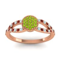 Peridot Fashion Ring In 14K Rose Gold With Aquamarine And Garnet – Mudrita Statement Ring