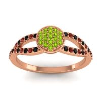 Peridot Fashion Ring In 18K Rose Gold With Black Onyx And Garnet – Mudrita Statement Ring