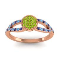 Peridot Fashion Ring In 14K Rose Gold With Blue Sapphire And Swiss Blue Topaz – Mudrita Statement Ring