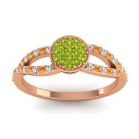 Peridot Fashion Ring In 14K Rose Gold With Lab Diamond And Citrine – Mudrita Statement Ring