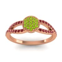 Peridot Fashion Ring In 14K Rose Gold With Ruby – Mudrita Statement Ring