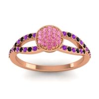 Pink Tourmaline Fashion Ring In 14K Rose Gold With Amethyst And Black Onyx – Mudrita Statement Ring