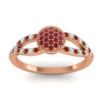 Ruby Fashion Ring In 14K Rose Gold With Garnet And Aquamarine – Mudrita Statement Ring