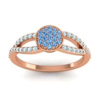 Swiss Blue Topaz Fashion Ring In 14K Rose Gold With Aquamarine – Mudrita Statement Ring