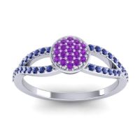 Amethyst Fashion Ring In Palladium With Blue Sapphire – Mudrita Statement Ring