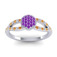 Amethyst Fashion Ring In Palladium With Citrine And Diamond – Mudrita Statement Ring