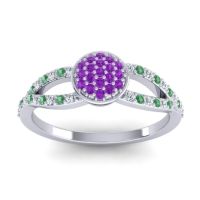 Amethyst Fashion Ring In Palladium With Lab Diamond And Emerald – Mudrita Statement Ring