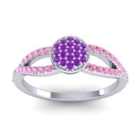 Amethyst Fashion Ring In Palladium With Pink Tourmaline – Mudrita Statement Ring