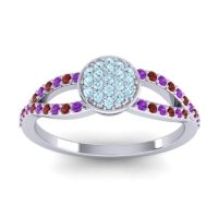 Aquamarine Fashion Ring In Platinum With Amethyst And Garnet – Mudrita Statement Ring