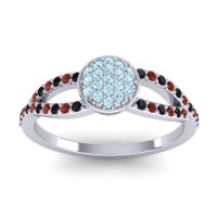 Aquamarine Fashion Ring In Platinum With Black Onyx And Garnet – Mudrita Statement Ring