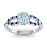 Aquamarine Fashion Ring In 14k White Gold With Black Onyx And Swiss Blue Topaz – Mudrita Statement Ring