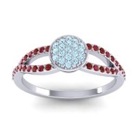 Aquamarine Fashion Ring In Palladium With Garnet And Ruby – Mudrita Statement Ring