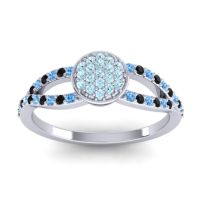 Aquamarine Fashion Ring In 14k White Gold With Swiss Blue Topaz And Black Onyx – Mudrita Statement Ring
