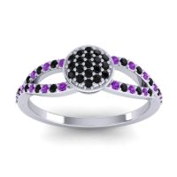 Black Onyx Fashion Ring In 18k White Gold With Amethyst – Mudrita Statement Ring