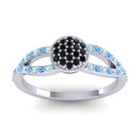 Black Onyx Fashion Ring In 14k White Gold With Aquamarine And Swiss Blue Topaz – Mudrita Statement Ring