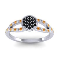 Black Onyx Fashion Ring In Palladium With Citrine And Diamond – Mudrita Statement Ring