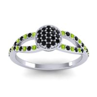 Black Onyx Fashion Ring In Platinum With Peridot – Mudrita Statement Ring