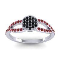 Black Onyx Fashion Ring In Palladium With Ruby And Garnet – Mudrita Statement Ring