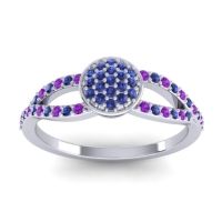 Blue Sapphire Fashion Ring In Palladium With Amethyst – Mudrita Statement Ring