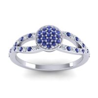 Blue Sapphire Fashion Ring In Platinum With Lab Diamond – Mudrita Statement Ring