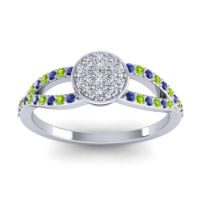 Diamond Fashion Ring In Palladium With Blue Sapphire And Peridot – Mudrita Statement Ring