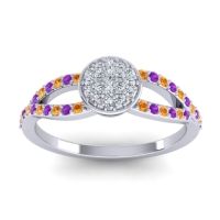 Lab Diamond Fashion Ring In Palladium With Citrine And Amethyst – Mudrita Statement Ring