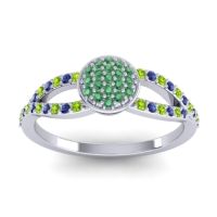 Emerald Fashion Ring In Platinum With Peridot And Blue Sapphire – Mudrita Statement Ring