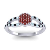 Garnet Fashion Ring In Platinum With Aquamarine And Black Onyx – Mudrita Statement Ring