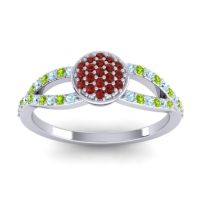 Garnet Fashion Ring In 14k White Gold With Aquamarine And Peridot – Mudrita Statement Ring