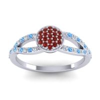 Garnet Fashion Ring In Palladium With Lab Diamond And Swiss Blue Topaz – Mudrita Statement Ring