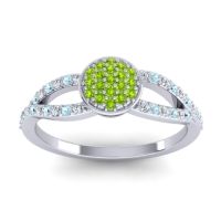 Peridot Fashion Ring In Palladium With Diamond And Aquamarine – Mudrita Statement Ring