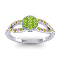 Peridot Fashion Ring In 14k White Gold With Pink Tourmaline – Mudrita Statement Ring