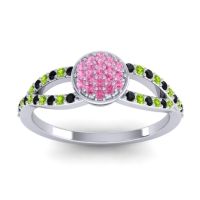 Pink Tourmaline Fashion Ring In Platinum With Black Onyx And Peridot – Mudrita Statement Ring