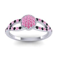 Pink Tourmaline Fashion Ring In 14k White Gold With Black Onyx – Mudrita Statement Ring