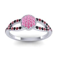 Pink Tourmaline Fashion Ring In Platinum With Black Onyx And Ruby – Mudrita Statement Ring