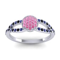 Pink Tourmaline Fashion Ring In Palladium With Blue Sapphire And Black Onyx – Mudrita Statement Ring