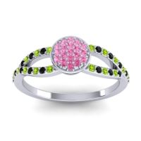 Pink Tourmaline Fashion Ring In Platinum With Peridot And Black Onyx – Mudrita Statement Ring