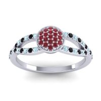 Ruby Fashion Ring In Platinum With Aquamarine And Black Onyx – Mudrita Statement Ring
