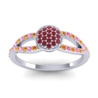 Ruby Fashion Ring In Platinum With Citrine And Pink Tourmaline – Mudrita Statement Ring