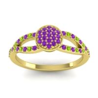 Amethyst Fashion Ring In 14k Yellow Gold With Peridot – Mudrita Statement Ring