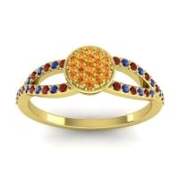 Citrine Fashion Ring In 14k Yellow Gold With Garnet And Blue Sapphire – Mudrita Statement Ring
