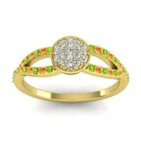 Lab Diamond Fashion Ring In 14k Yellow Gold With Peridot And Citrine – Mudrita Statement Ring