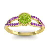 Peridot Fashion Ring In 14k Yellow Gold With Amethyst – Mudrita Statement Ring