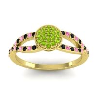 Peridot Fashion Ring In 14k Yellow Gold With Black Onyx And Pink Tourmaline – Mudrita Statement Ring