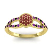 Ruby Fashion Ring In 14k Yellow Gold With Amethyst And Black Onyx – Mudrita Statement Ring