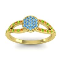 Swiss Blue Topaz Fashion Ring In 14k Yellow Gold With Citrine And Peridot – Mudrita Statement Ring