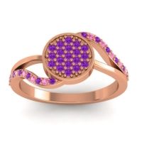 Amethyst Fashion Ring In 14K Rose Gold With Pink Tourmaline – Ainka Statement Ring