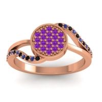 Amethyst Fashion Ring In 14K Rose Gold With Black Onyx And Blue Sapphire – Ainka Statement Ring